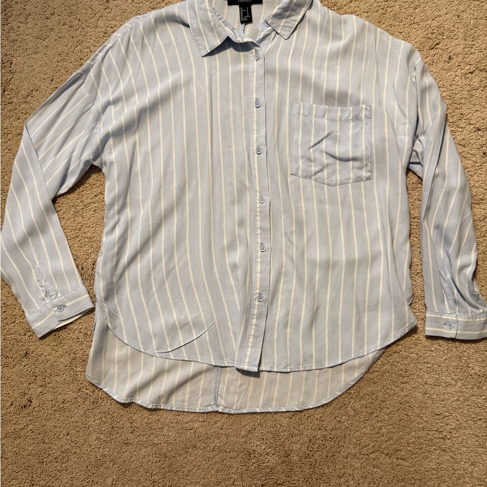 Forever 21 Light Blue and White Striped Shirt